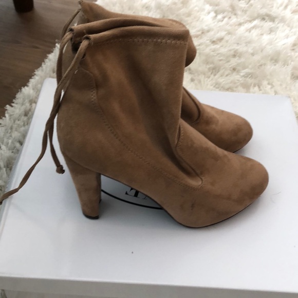 Shoes - Tan Suede Ankle Booties